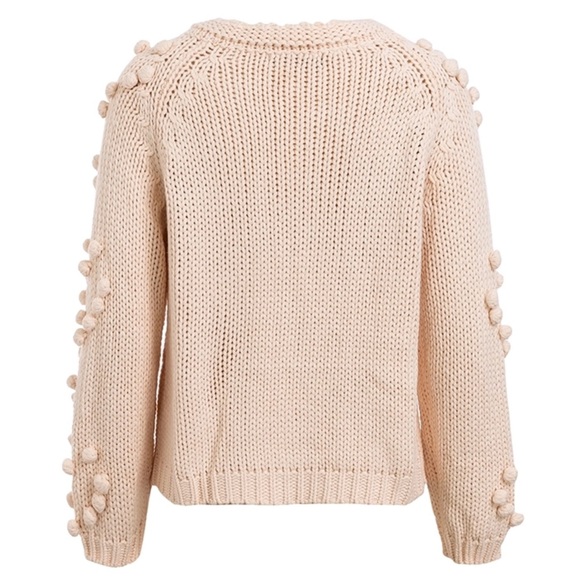 Beige knitted open front hair ball cardigan - Picture 3 of 3